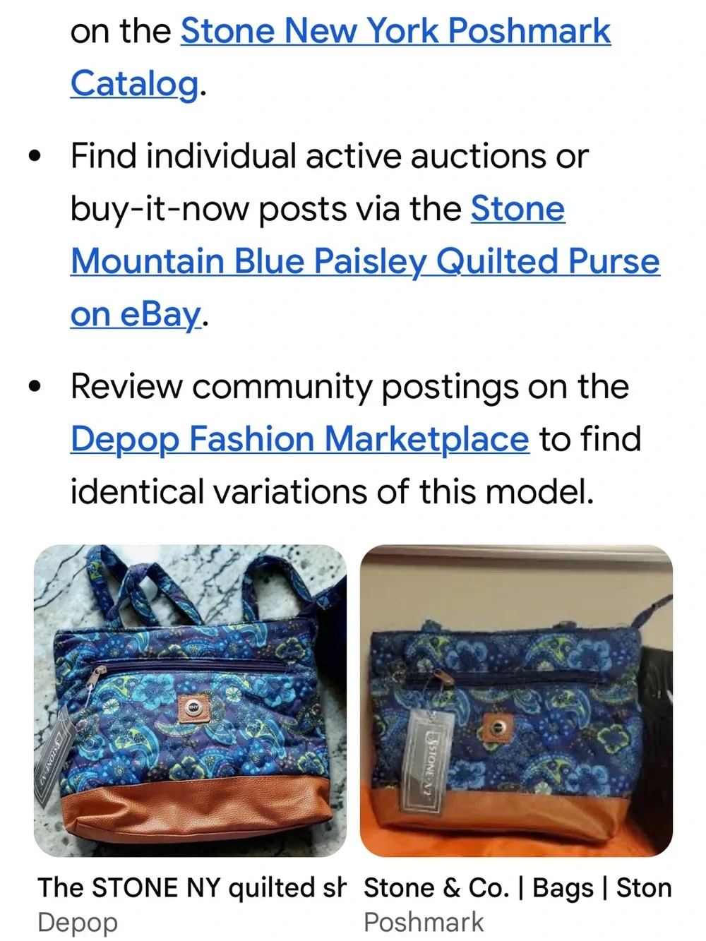 #2362*”13x20” Stone & Co. Navy Patterned Quilted Shoulder Bag with Brown Trim - Picture 6 of 17
